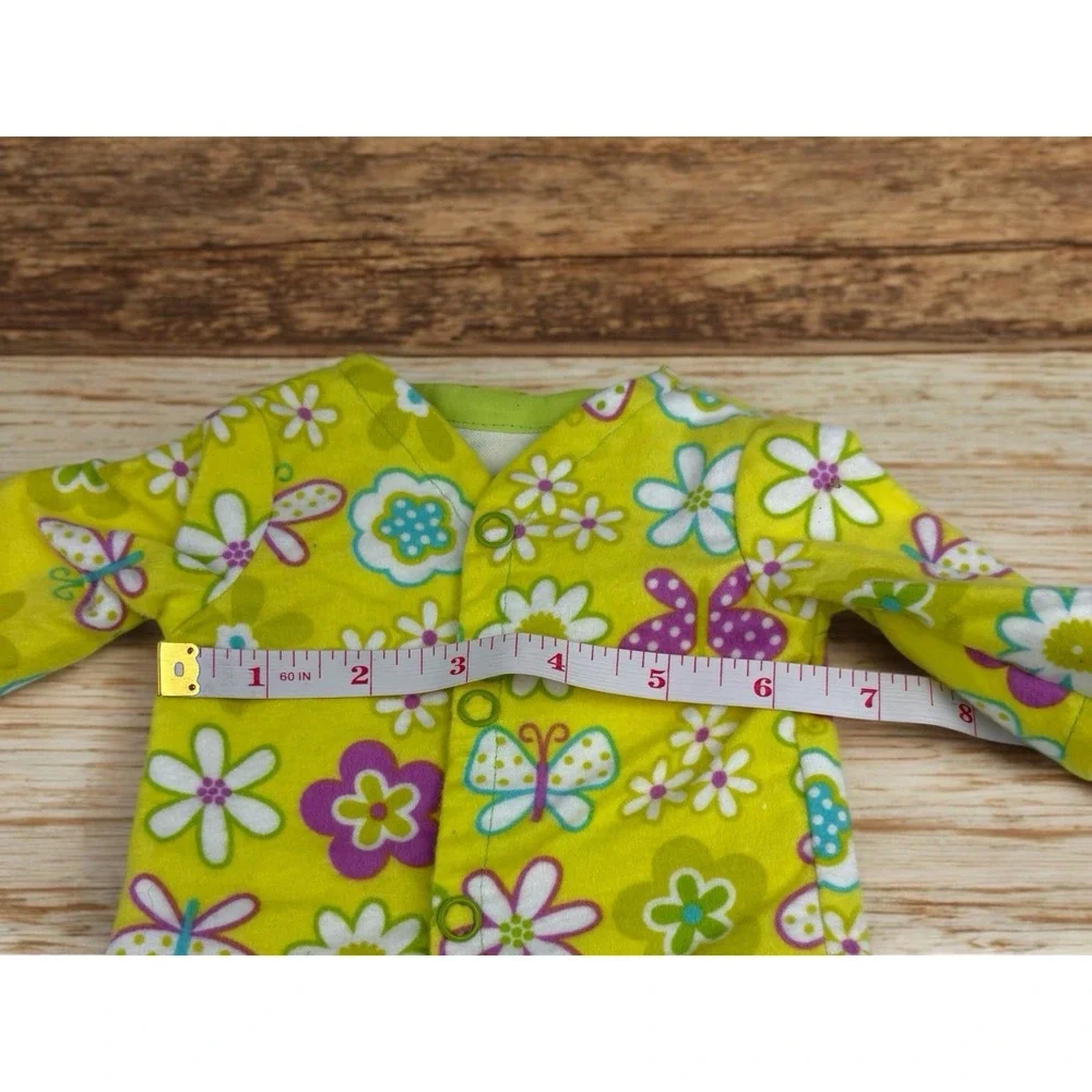 Lime Green Flower & Butterfly Doll Pajamas With Bunny Slippers Fits 18